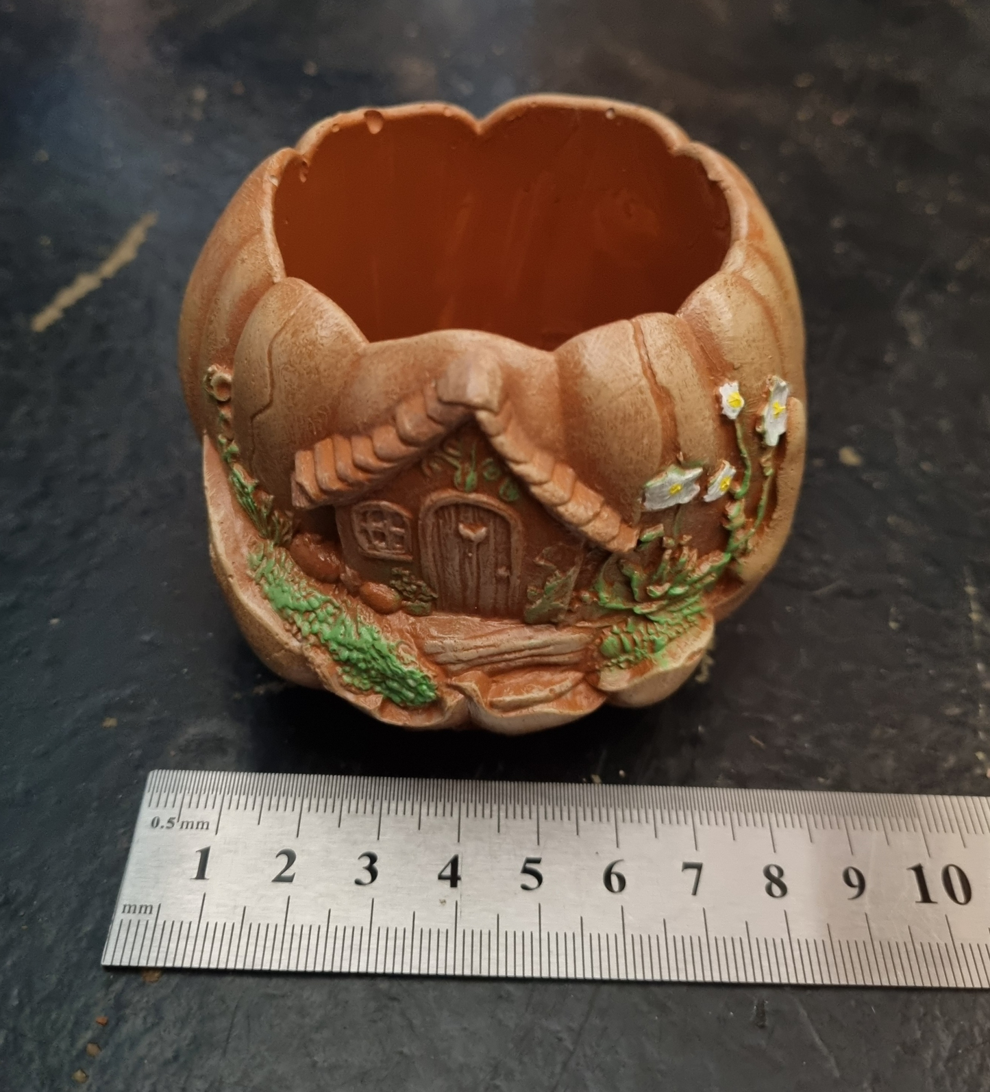 Cement Pumpkin Planter - Painted
