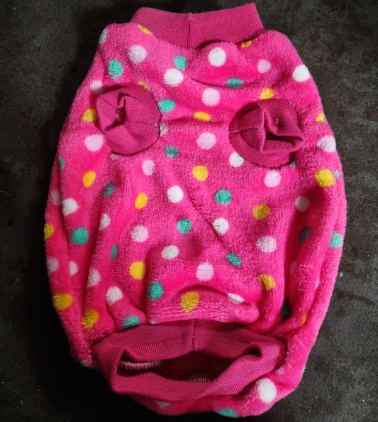 Dog Jersey - Coral Fleece - Std Female - S - Pink Polka dot