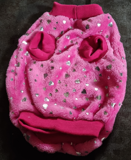 Dog Jersey - Coral Fleece - Std Female - XS - Silver Hearts