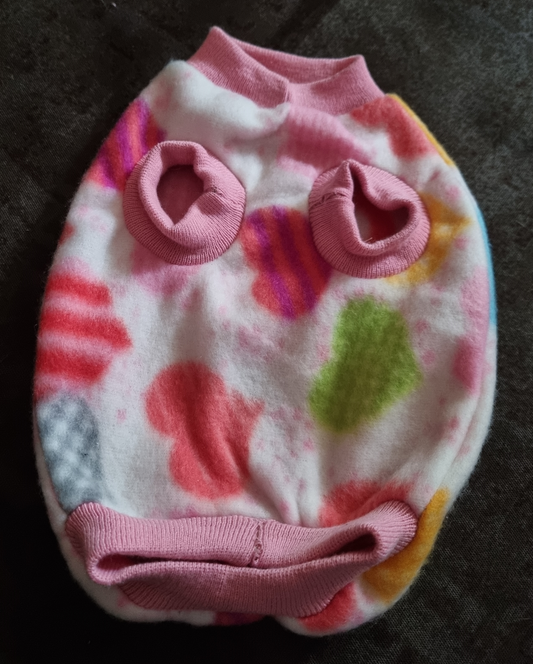 Dog Jersey - Polar Fleece - Std Female - XXS - Pink Hearts