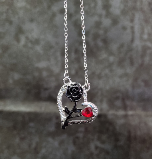 Stainless Steel Neckless - Black Rose