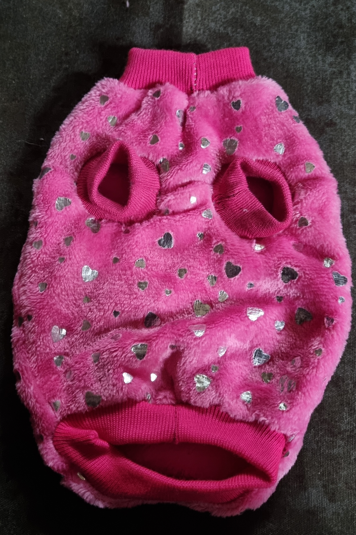 Dog Jersey - Coral Fleece - Std Female - XXS - Silver Hearts