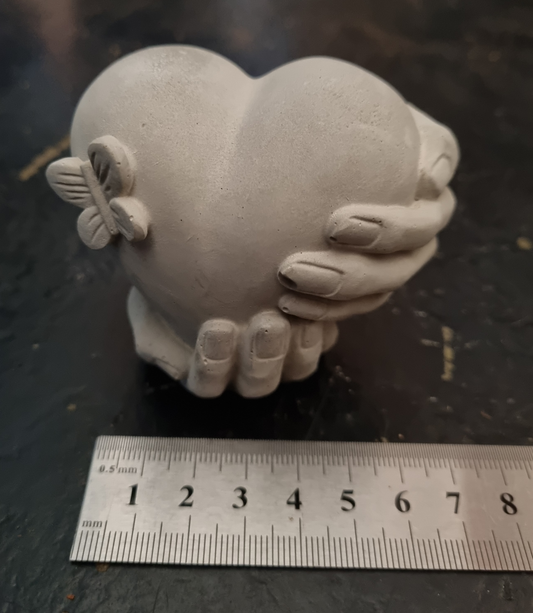 Cement Heart in Hands - Unpainted
