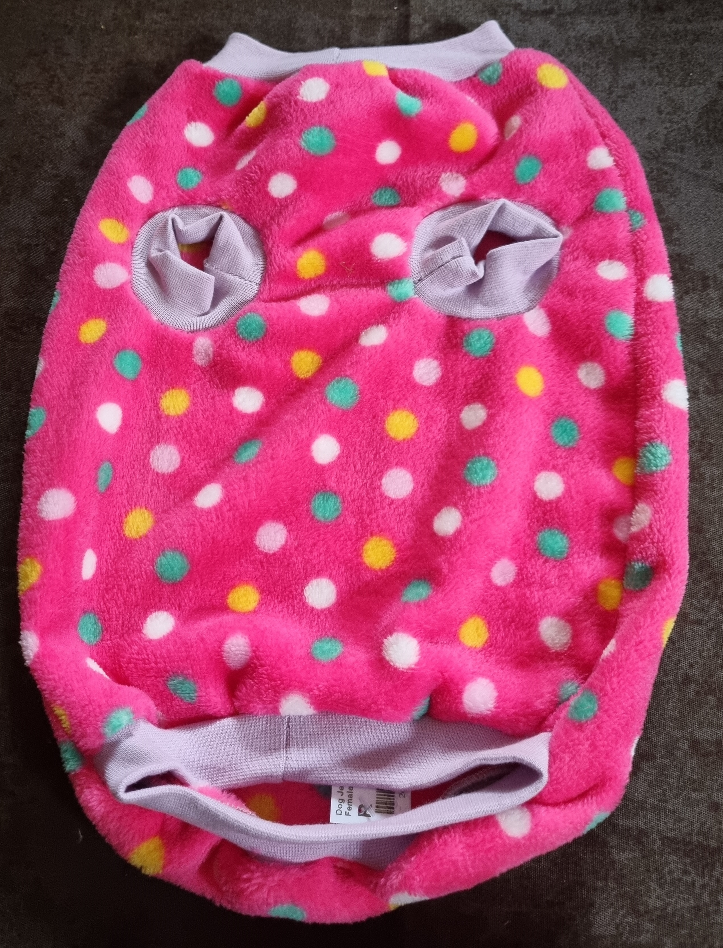 Dog Jersey - Coral Fleece - Std Female - L - Polka Dot
