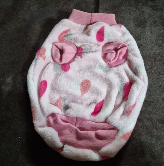 Dog Jersey - Coral Fleece - Std Female - XS - Pink Hearts