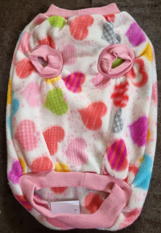 Dog Jersey - Polar Fleece - Std Female - L - White Hearts
