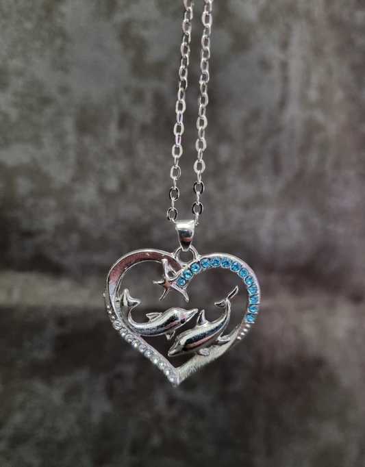 Stainless Steel Necklace - Dolphins
