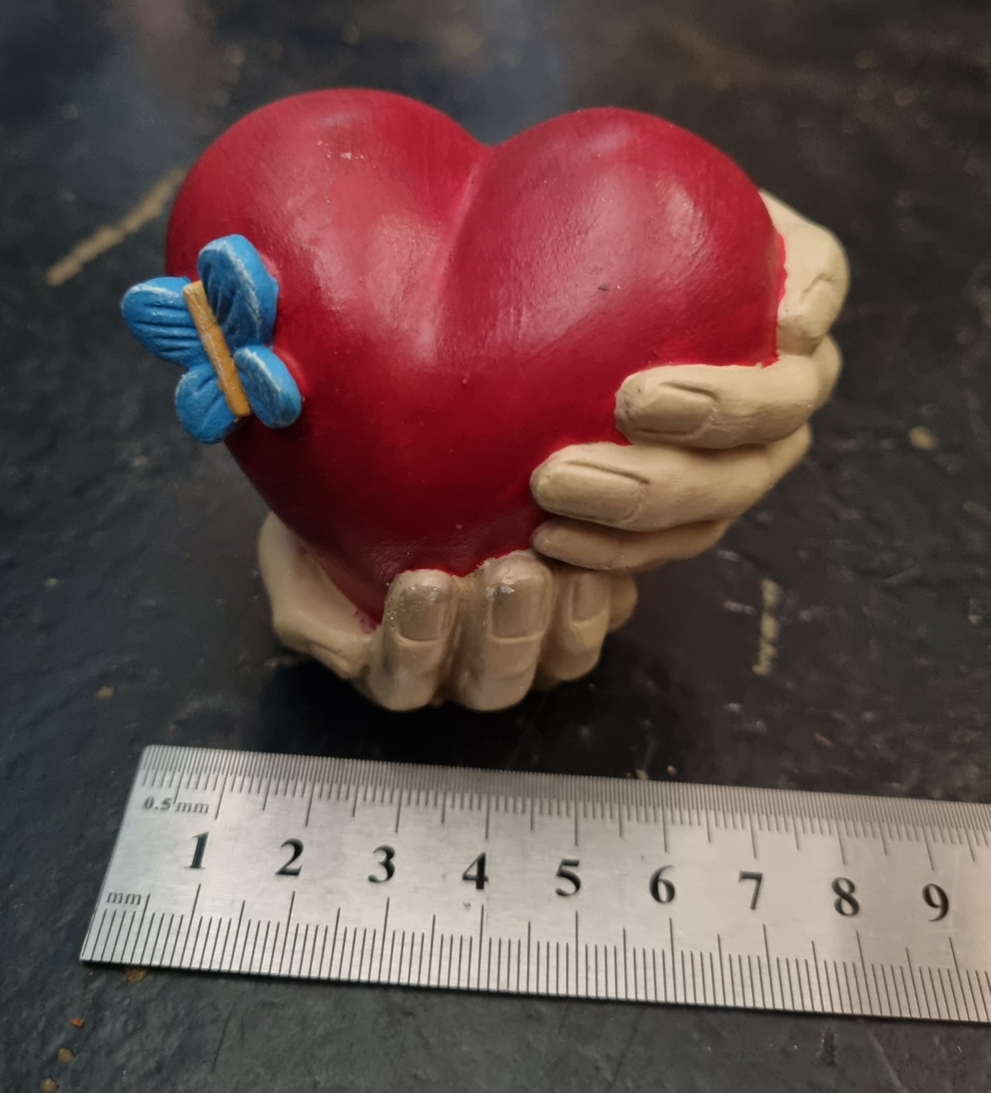 Cement Heart in Hands - Painted